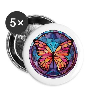 Butterfly Colorful Watercolor Animal Illustration - Buttons large 2.2''/56 mm (5-pack) - white - Front