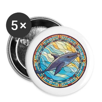 Blue Whale Colorful Watercolor Animal Illustration - Buttons large 2.2''/56 mm (5-pack) - white - Front