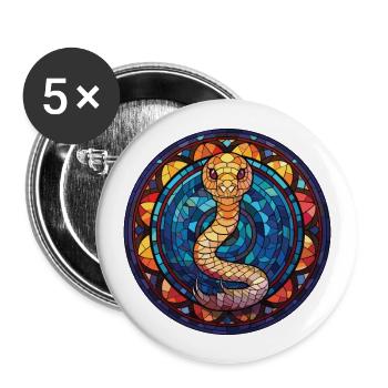 Cobra Coloré Aquarelle Animal Animal Illustration - Lot de 5 grands badges (56 mm) - blanc - Devant