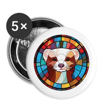 Ferret Colorful Watercolor Animal Pet Illustration - Buttons large 2.2''/56 mm (5-pack) - white - Front