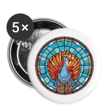 Illustration animale aquarelle colorée Gobbler - Lot de 5 grands badges (56 mm) - blanc - Devant