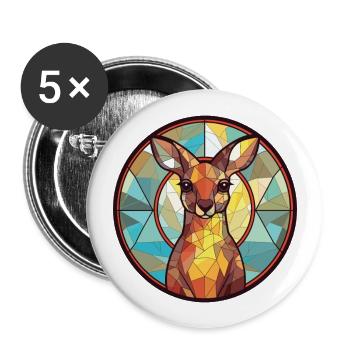 Kangaroo Colorful Watercolor Animal Illustration - Buttons large 2.2''/56 mm (5-pack) - white - Front
