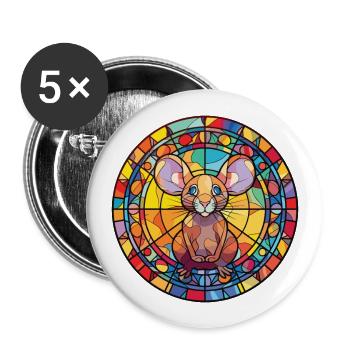 Maus Buntes Aquarell Tier Haustier Illustration - Buttons groß 56 mm (5er Pack) - Weiß - Vorne