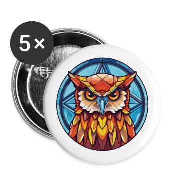 Owl Colorful Watercolor Animal Pet Illustration - Buttons large 2.2''/56 mm (5-pack) - white - Front
