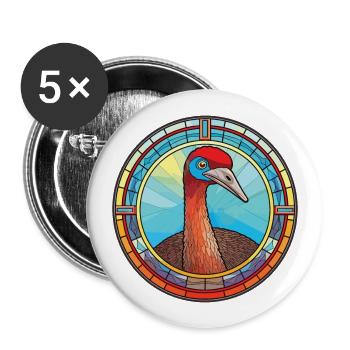 Ostrich Colorful Watercolor Animal Illustration - Buttons large 2.2''/56 mm (5-pack) - white - Front