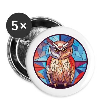 Owl Colorful Watercolor Animal Pet Illustration - Buttons large 2.2''/56 mm (5-pack) - white - Front