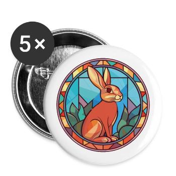 Rabbit Colorful Watercolor Animal Pet Illustration - Buttons large 2.2''/56 mm (5-pack) - white - Front