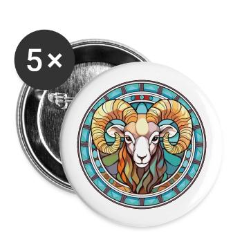 Widder buntes Aquarell Tier Haustier Illustration - Buttons groß 56 mm (5er Pack) - Weiß - Vorne