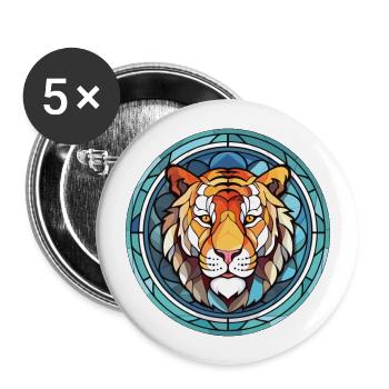 Tiger Colorful Watercolor Animal Pet Illustration - Buttons large 2.2''/56 mm (5-pack) - white - Front