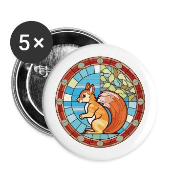 Écureuil coloré aquarelle Animal Illustration - Lot de 5 grands badges (56 mm) - blanc - Devant