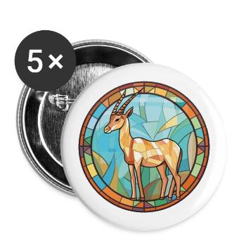Saiga Colorful Watercolor Animal Pet Illustration - Buttons large 2.2''/56 mm (5-pack) - white - Front