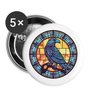 Rabe buntes Aquarell Tier Haustier Illustration - Buttons groß 56 mm (5er Pack) - Weiß - Vorne