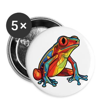 Frosch buntes Aquarell Tier Haustier Illustration - Buttons groß 56 mm (5er Pack) - Weiß - Vorne