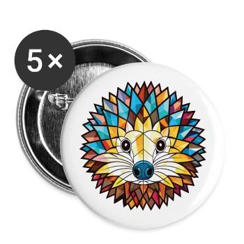 Igel Buntes Aquarell Tier Illustration - Buttons groß 56 mm (5er Pack) - Weiß - Vorne