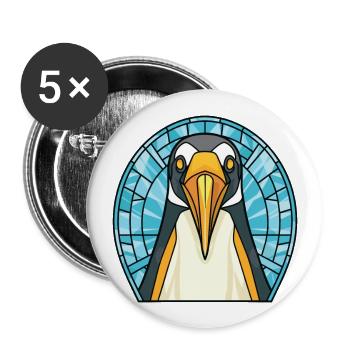 Penguin Colorful Watercolor Animal Illustration - Buttons large 2.2''/56 mm (5-pack) - white - Front