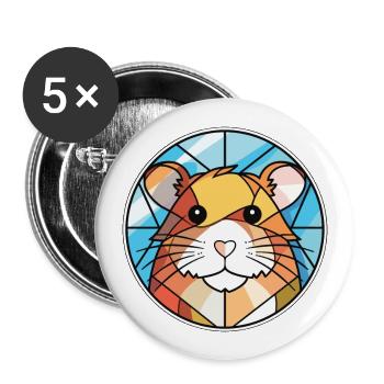 Hamster Buntes Aquarell Tier Illustration - Buttons groß 56 mm (5er Pack) - Weiß - Vorne