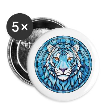 Bleu Aquatique Tigre Aquarelle Colorée Animal de compagnie - Lot de 5 grands badges (56 mm) - blanc - Devant