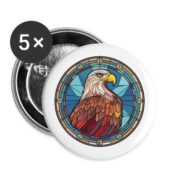 Adler buntes Aquarell Tier Haustier Illustration - Buttons groß 56 mm (5er Pack) - Weiß - Vorne