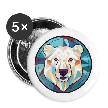 Eisbär Buntes Aquarell Tier Illustration - Buttons groß 56 mm (5er Pack) - Weiß - Vorne