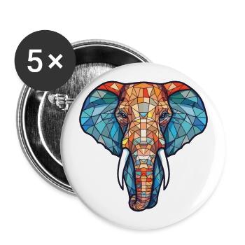 Illustration animale aquarelle colorée d’éléphant - Lot de 5 grands badges (56 mm) - blanc - Devant