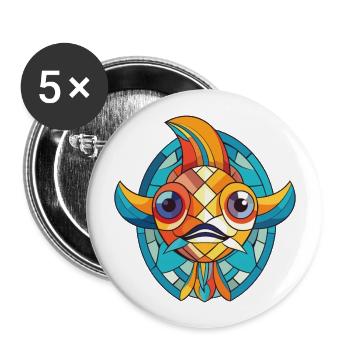 Fish Colorful Watercolor Animal Pet Illustration - Buttons large 2.2''/56 mm (5-pack) - white - Front