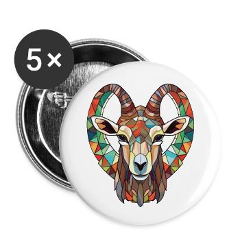 Goat Colorful Watercolor Animal Pet Illustration - Buttons large 2.2''/56 mm (5-pack) - white - Front