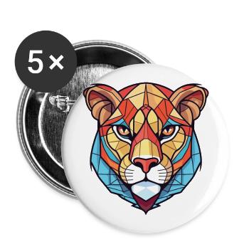 Cougar Colorful Watercolor Animal Pet Cartoon - Buttons large 2.2''/56 mm (5-pack) - white - Front
