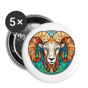 Ram Colorful Watercolor Animal Pet Illustration - Buttons large 2.2''/56 mm (5-pack) - white - Front