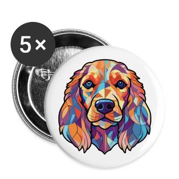 Cocker anglais Spaniel chien aquarelle colorée animal de compagnie - Lot de 5 grands badges (56 mm) - blanc - Devant