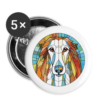 Russian Borzoi Dog Colorful Watercolor Animal Pet - Buttons large 2.2''/56 mm (5-pack) - white - Front