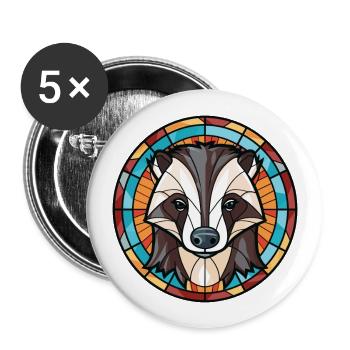 Badger Colorful Watercolor Animal Pet Illustration - Buttons large 2.2''/56 mm (5-pack) - white - Front