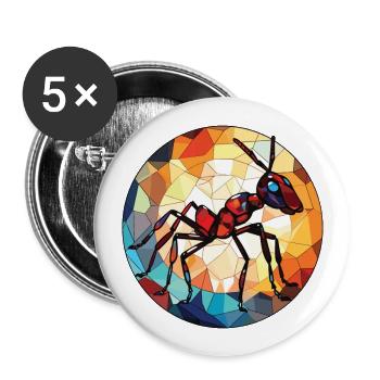 Ant Colorful Watercolor Animal Pet Illustration - Buttons large 2.2''/56 mm (5-pack) - white - Front