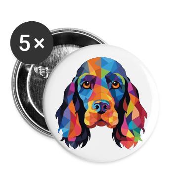 American Cocker Spaniel chien aquarelle colorée - Lot de 5 grands badges (56 mm) - blanc - Devant