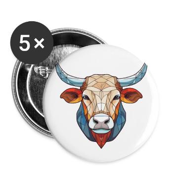 Taureau Aquarelle Colorée Animal Illustration D’animaux De Compagnie - Lot de 5 grands badges (56 mm) - blanc - Devant