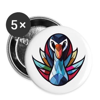 Schwarzer Schwan Buntes Aquarell Tier Illustration - Buttons groß 56 mm (5er Pack) - Weiß - Vorne
