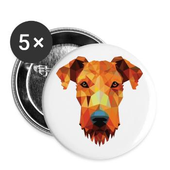Airedale Terrier chien aquarelle colorée Animal - Lot de 5 grands badges (56 mm) - blanc - Devant