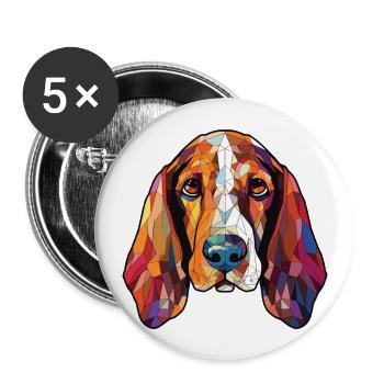 Basset Hund Buntes Aquarell Tier Haustier - Buttons groß 56 mm (5er Pack) - Weiß - Vorne