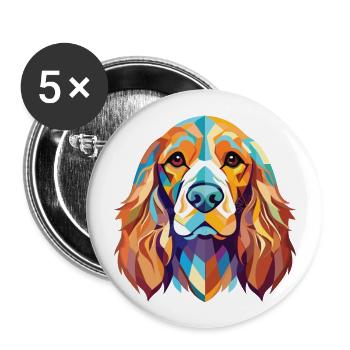 Cocker anglais Spaniel chien aquarelle colorée animal de compagnie - Lot de 5 grands badges (56 mm) - blanc - Devant