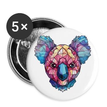Koala buntes Aquarell Tier Haustier Illustration - Buttons groß 56 mm (5er Pack) - Weiß - Vorne