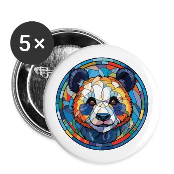 Panda Colorful Watercolor Animal Pet Illustration - Buttons large 2.2''/56 mm (5-pack) - white - Front