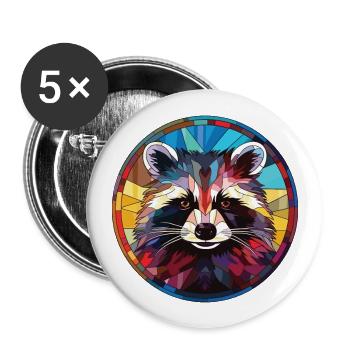 Raccoon Colorful Watercolor Animal Illustration - Buttons large 2.2''/56 mm (5-pack) - white - Front
