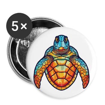 Sea Turtle Colorful Watercolor Animal Illustration - Buttons large 2.2''/56 mm (5-pack) - white - Front