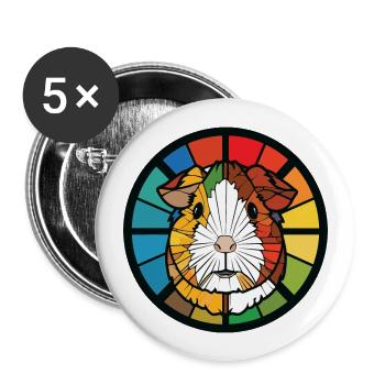 Meerschweinchen bunte Aquarell Tier Illustration - Buttons groß 56 mm (5er Pack) - Weiß - Vorne