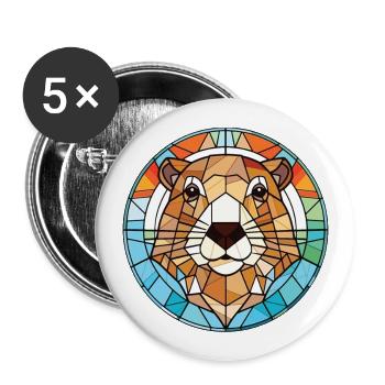 Groundhog Colorful Watercolor Animal Illustration - Buttons large 2.2''/56 mm (5-pack) - white - Front