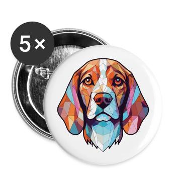 Beagle Hund Buntes Aquarell Tier Illustration - Buttons groß 56 mm (5er Pack) - Weiß - Vorne