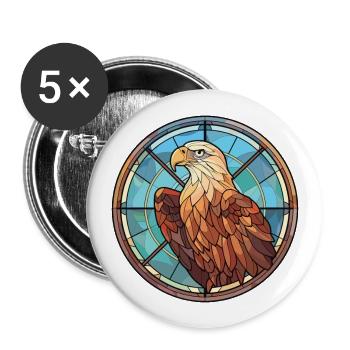 Adler buntes Aquarell Tier Haustier Illustration - Buttons groß 56 mm (5er Pack) - Weiß - Vorne