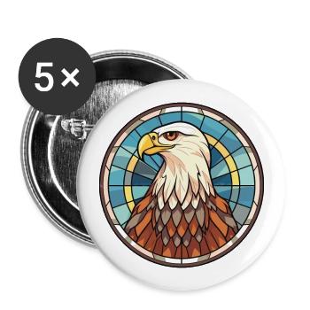 Adler buntes Aquarell Tier Haustier Illustration - Buttons groß 56 mm (5er Pack) - Weiß - Vorne