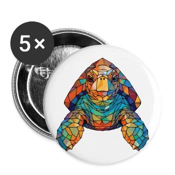 Schildkröte buntes Aquarell Tier Illustration - Buttons groß 56 mm (5er Pack) - Weiß - Vorne