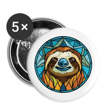 Burgarly Faultier Buntes Aquarell Tier Cartoon - Buttons groß 56 mm (5er Pack) - Weiß - Vorne