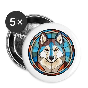 Husky Dog Aquarelle Colorée Animal Illustration - Lot de 5 grands badges (56 mm) - blanc - Devant